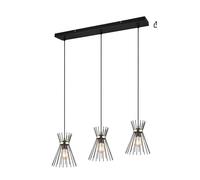 Lampadario a sospensione Rod 3 luci E27 nero oro Ø 82x150 cm Nero-dorato