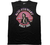 Rod Stewart Veste Top World Tour Maggie May Logo Nuovo Ufficiale Unisex Nero Size S