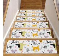 RODAILYCAY 15 gradini antiscivolo per gradini in legno, tappeti per scale, animali colorati scarabocchi per interni, tappetini di sicurezza per anziani, bambini e cani