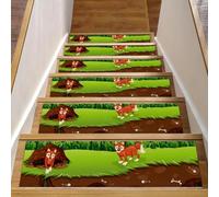 RODAILYCAY 15 gradini antiscivolo per gradini in legno, volpe vivente sotterranea città edifici per scale, tappeti per scale per interni, tappetini per scale per anziani e bambini