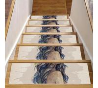 RODAILYCAY 15 gradini per scale in legno ad acquerello, con bella donna, antiscivolo, per interni, per bambini, anziani e animali domestici