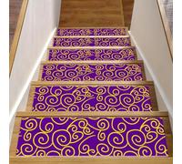 RODAILYCAY 15 tappeti per scale con nuvole cinesi viola, gradini antiscivolo per gradini in legno, tappeti per scale per interni, tappetini di sicurezza per anziani, bambini e cani