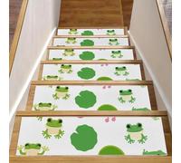 RODAILYCAY 15 tappetini antiscivolo per gradini in legno, con rana che canta, per interni, lavabile in lavatrice, per bambini, anziani e animali domestici