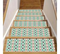 RODAILYCAY 15 tappetini antiscivolo per gradini in legno, semplici tappeti geometrici per scale, tappeti per scale da interni, tappetini di sicurezza per anziani, bambini e cani