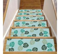 RODAILYCAY 15 tappetini antiscivolo per scale, foglie semplici gradini in legno, per interni, lavabili in lavatrice, per bambini, anziani e animali domestici