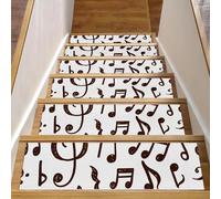 RODAILYCAY 15 tappetini per scale, 76 x 20 cm, per gradini in legno, antiscivolo, con note musicali, bordo bianco e nero, per bambini, anziani e cani