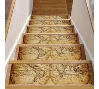 RODAILYCAY 15 tappetini per scale da 20,3 x 76,2 cm, mappe per gradini in legno per interni, tappeti antiscivolo per scale, superficie in poliestere TPE con retro