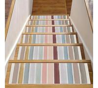 RODAILYCAY 15 tappetini per scale dai toni della terra, antiscivolo, per gradini in legno, tappeti per scale per interni, tappetini di sicurezza per anziani, bambini e cani