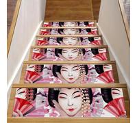 RODAILYCAY 15 tappetini per scale giapponesi da donna, 20,3 x 76,2 cm, per gradini in legno, antiscivolo, senza residui, per bambini, anziani e cani