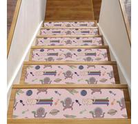 RODAILYCAY 15 tappetini per scale senza cuciture per gatti e alieni, antiscivolo per gradini in legno, tappeti per scale per interni, tappetini di sicurezza per anziani, bambini e cani
