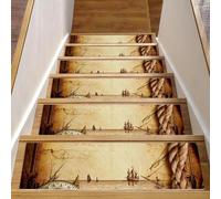 RODAILYCAY 15 tappetini per scale, storie d'avventura, vintage, antiscivolo, per gradini in legno, tappeti per scale per interni, tappetini di sicurezza per anziani, bambini e cani