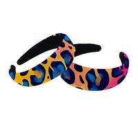 RODAILYCAY 2 cerchietti colorati con motivo leopardato, in velluto, spessi e imbottiti, non scivolano, fasce larghe per capelli per donne e ragazze