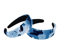 RODAILYCAY 2 cerchietti per capelli con motivo marmorizzato blu, per donne e ragazze, fasce antiscivolo per il trucco, fasce larghe per capelli a turbante per la doccia