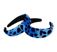 RODAILYCAY 2 cerchietti per capelli da donna, motivo leopardato blu, antiscivolo, per il trucco, con parte superiore larga, turbante per la doccia