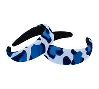 RODAILYCAY 2 cerchietti per capelli, in velluto leopardato blu, spessi e imbottiti, non scivolano, fasce larghe per capelli per donne e ragazze