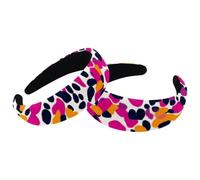 RODAILYCAY 2 cerchietti per capelli rosa leopardati, in velluto spesso, imbottiti, larghi, per donne e ragazze, non scivolano
