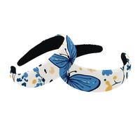 RODAILYCAY 2 fasce per capelli da donna, stile vintage, con farfalla blu e fiore, antiscivolo, spesse, imbottite, larghe fasce per capelli