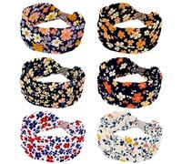 RODAILYCAY 6 fasce elastiche colorate con motivo floreale per donne, yoga, allenamento, sport, turbante con nodo attorcigliato, fascia larga per capelli per ragazze e signore