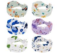 RODAILYCAY 6 fasce elastiche per capelli da donna, accessori per capelli, con farfalle colorate e fiori, ampie, morbide, per yoga, allenamento, sport, corsa, viaggi