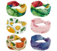 RODAILYCAY 6 fasce elastiche per capelli da donna, motivo marmorizzato, con nodo attorcigliato, turbante per yoga, allenamento, sport, fascia larga per capelli per ragazze e signore