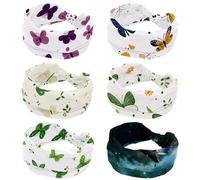 RODAILYCAY 6 fasce elastiche per capelli larghe e colorate, con motivo floreale e farfalle, accessori per capelli da donna