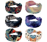 RODAILYCAY 6 fasce elastiche per capelli, per donne e ragazze, varie sfumature, con linee a vortice, antiscivolo, larghe, intrecciate, accessori per capelli