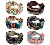 RODAILYCAY 6 fasce per capelli da donna, intrecciate, incrociate, antiscivolo, per ragazze, con torta dolce su sfondo di legno, yoga, allenamento, sudore