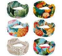 RODAILYCAY 6 fasce per capelli da donna per allenamento tropicale ananas, elastiche, annodate, antiscivolo, per yoga, sport, turbante