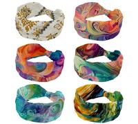 RODAILYCAY 6 fasce per capelli misteriose e colorate, con texture a vortice, da donna, elastiche, larghe, morbide, per yoga, corsa, sport, allenamento, viaggi