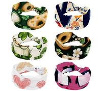 RODAILYCAY 6 fasce per capelli per ragazze e donne con croce attorcigliata larga fascia morbida turbante fascia elastica lettera M sfondo fiore yoga allenamento copricapo