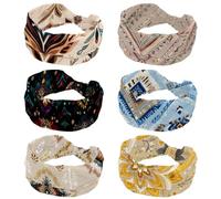 RODAILYCAY 6 pezzi Art Retro Etnico Modello Largo Della Fascia Della Donna Assorbe il Sudore Sport Hairband Yoga Fascia Elastica Morbida Hairwrap, Accessorio Per Capelli Alla Moda