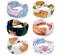 RODAILYCAY 6 pezzi carino Capybaras con arancione morbido cerchietto da donna, fascia larga, fasce per capelli antiscivolo, fascia elastica per capelli, nodo attorcigliato turbante