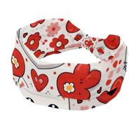 RODAILYCAY Ampia fascia per capelli da donna, con cuore rosso, con graziosi gatti e fiori, assorbe il sudore, fascia elastica morbida, fascia per capelli da yoga, accessorio per capelli alla moda