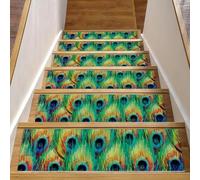 RODAILYCAY Art Green - Tappeto antiscivolo con piume di pavone, 76 x 20 cm, per interni, bordatura, per bambini, anziani e cani