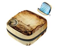 RODAILYCAY Borsa per assorbenti igienici, borsa portatile per coppette mestruali, borsa per il primo ciclo mestruale, per donne e ragazze, storie d'avventura vintage con cerniera per mestruazioni