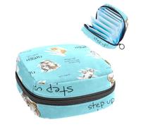 RODAILYCAY Borsa per assorbenti igienici, borsa portatile per coppette mestruali, borsa per il primo ciclo mestruale, per donne e ragazze, motivo gatto che non si muove, con cerniera blu, borsa