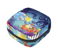 RODAILYCAY Borsa per assorbenti igienici, borsa portatile per coppette mestruali, borsa per il primo ciclo mestruale per donne e ragazze, mostro pesce e sottomarino con cerniera mestruale borsa