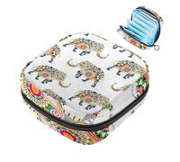 RODAILYCAY Borsa per assorbenti igienici, borsa portatile per coppette mestruali, borsa per il primo ciclo mestruale, per donne e ragazze, motivo elefante africano bohémien, sfondo bianco, cerniera