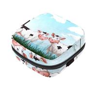 RODAILYCAY Borsa per assorbenti igienici, borsa portatile per coppette mestruali, borsa per il primo ciclo mestruale per donne e ragazze, due mucche da fattoria presso The Grassland, borsa imbottita