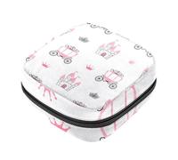 RODAILYCAY Borsa per assorbenti igienici, borsa portatile per coppette mestruali, borsa per il primo periodo per donne e ragazze, carrozza con castelli disegnati con corona rosa con cerniera mestruale