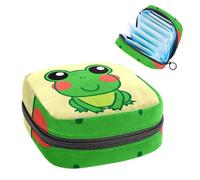 RODAILYCAY Borsa per coppette mestruali con cerniera, sacchetti per assorbenti igienici, motivo rana in stile cartone animato, giallo e verde, morbidi assorbenti, per ragazze, donne e donne