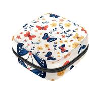 RODAILYCAY Borsa portaoggetti per sanitari, supporto per assorbenti per allattamento, farfalle colorate e fiori con sfondo giallo con cerniera, borse mestruali femminili, organizer per tamponi