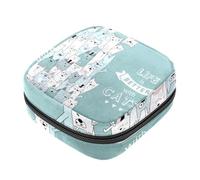 RODAILYCAY Borse mestruali per la scuola, borsa per assorbenti igienici, custodia per tazza mestruale con cerniera, borse per tamponi per donne La vita è migliore con i gatti
