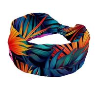RODAILYCAY Cerchietti larghi da donna, con foglie di palma della giungla tropicale, comode fasce per capelli annodate, turbante antiscivolo, fascia elastica, accessori per capelli alla moda