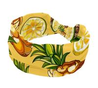 RODAILYCAY Cerchietti larghi elasticizzati con ananas giallo limone, fasce per capelli da donna, fasce per capelli alla moda, fascia per la testa per yoga, allenamento, fascia per il sudore, accessori