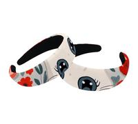 RODAILYCAY Cerchietti per capelli con gatto e cuori rossi in stile cartone animato, per donne e donne, antiscivolo, per trucco, fascia larga per capelli, per doccia, confezione da 2