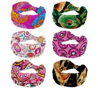 RODAILYCAY Cerchietti per capelli da donna, 6 pezzi, elastici, larghi, alla moda, turbante, alla moda, quadrifoglio, ciambella, yoga, allenamento, fascia per capelli, accessori per capelli