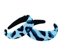 RODAILYCAY Cerchietti per capelli da donna antiscivolo, motivo leopardato blu, a turbante, per doccia, set da 2