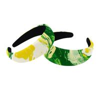 RODAILYCAY Cerchietti per capelli da donna, colore giallo, verde, bianco, con texture marmorizzata, antiscivolo, per trucco, fascia larga per capelli, per doccia, set da 2