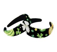 RODAILYCAY Cerchietti per capelli da donna con quadrifoglio di San Patrizio a forma di ciambella, antiscivolo, per trucco, fascia larga per capelli, per doccia, set da 2